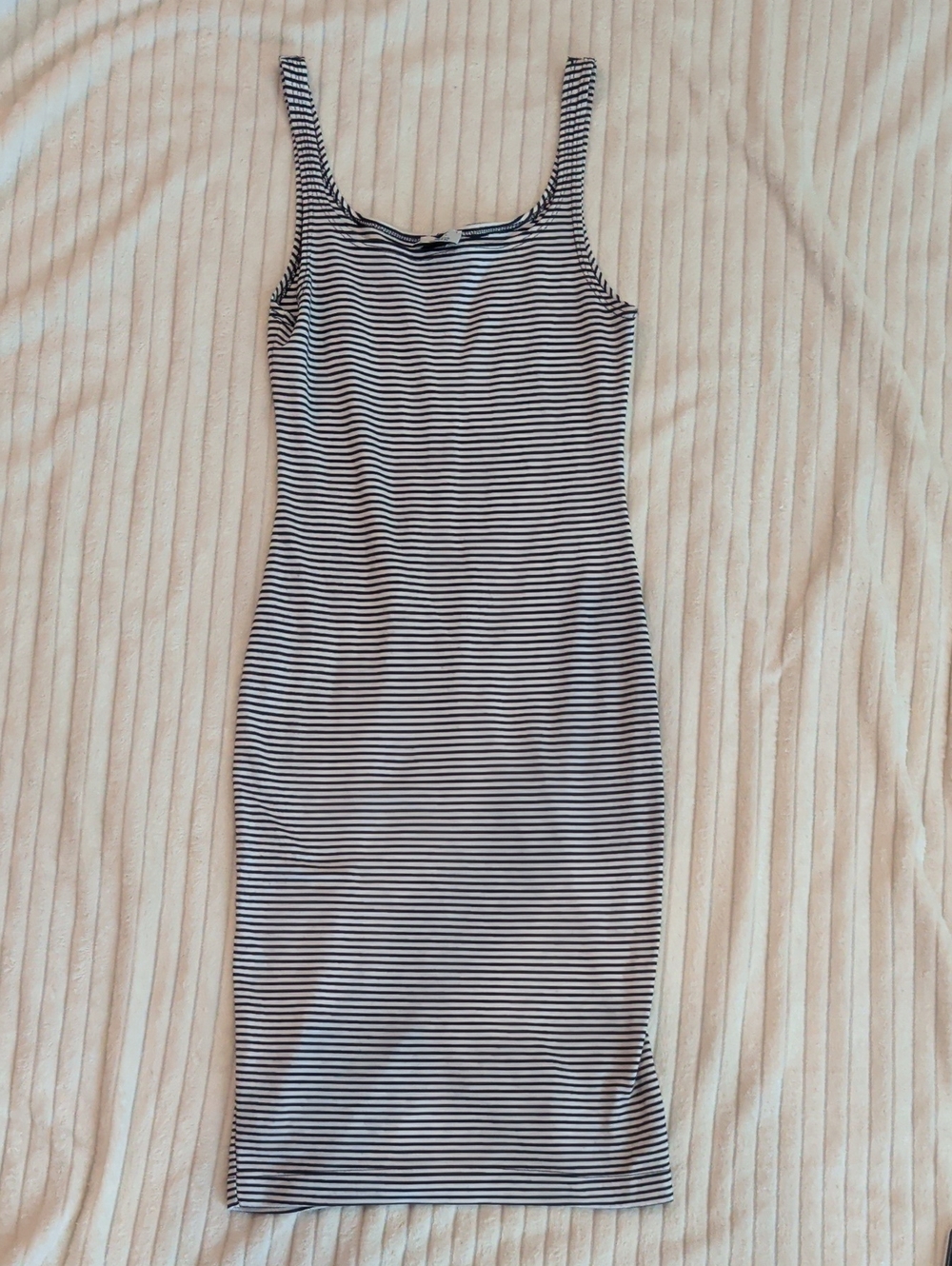 Zara trafaluc Navy and White Striped Bodycon Dress